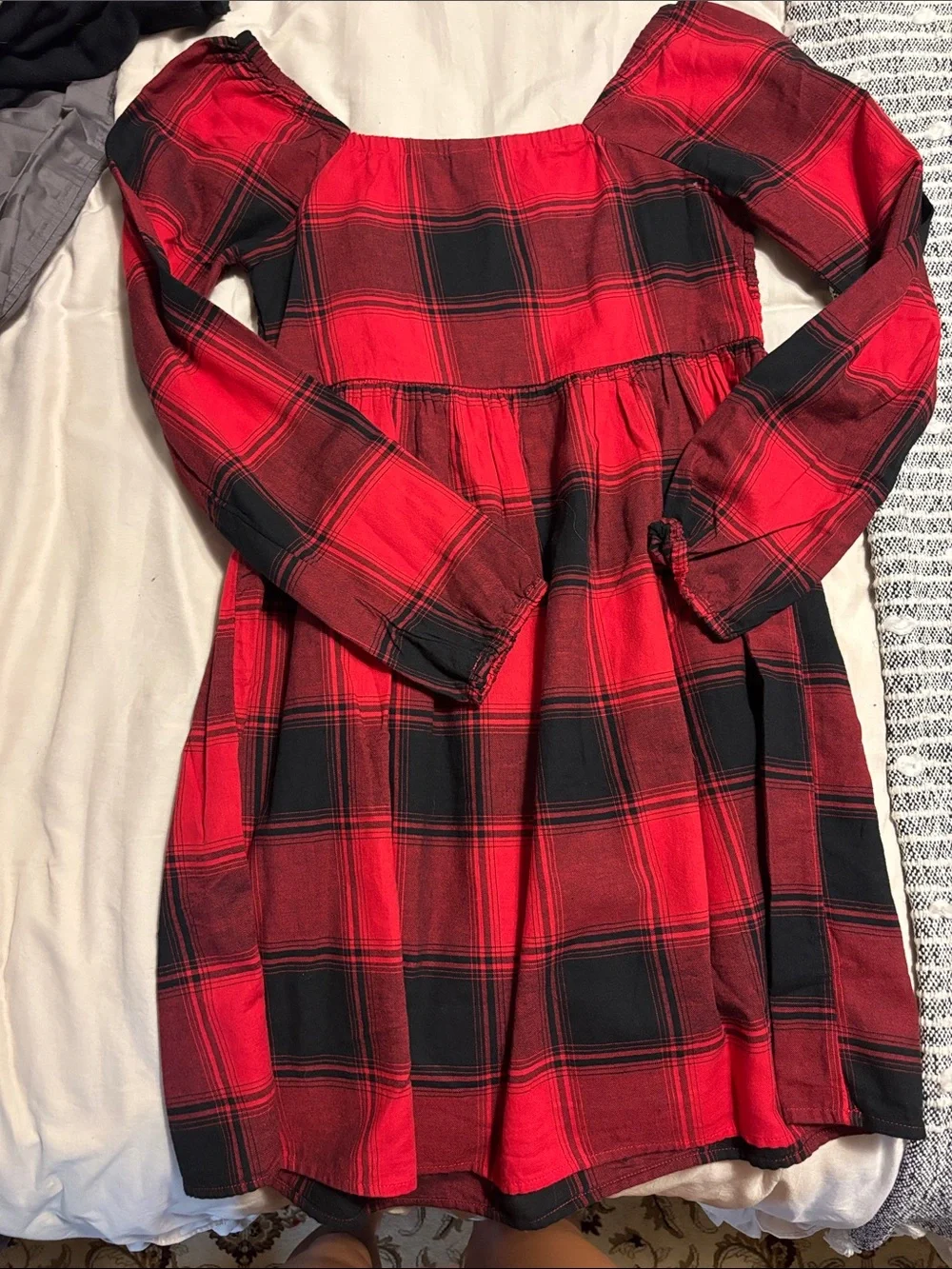 GAP Red and Black Plaid Long-Sleeve Girls Dress
